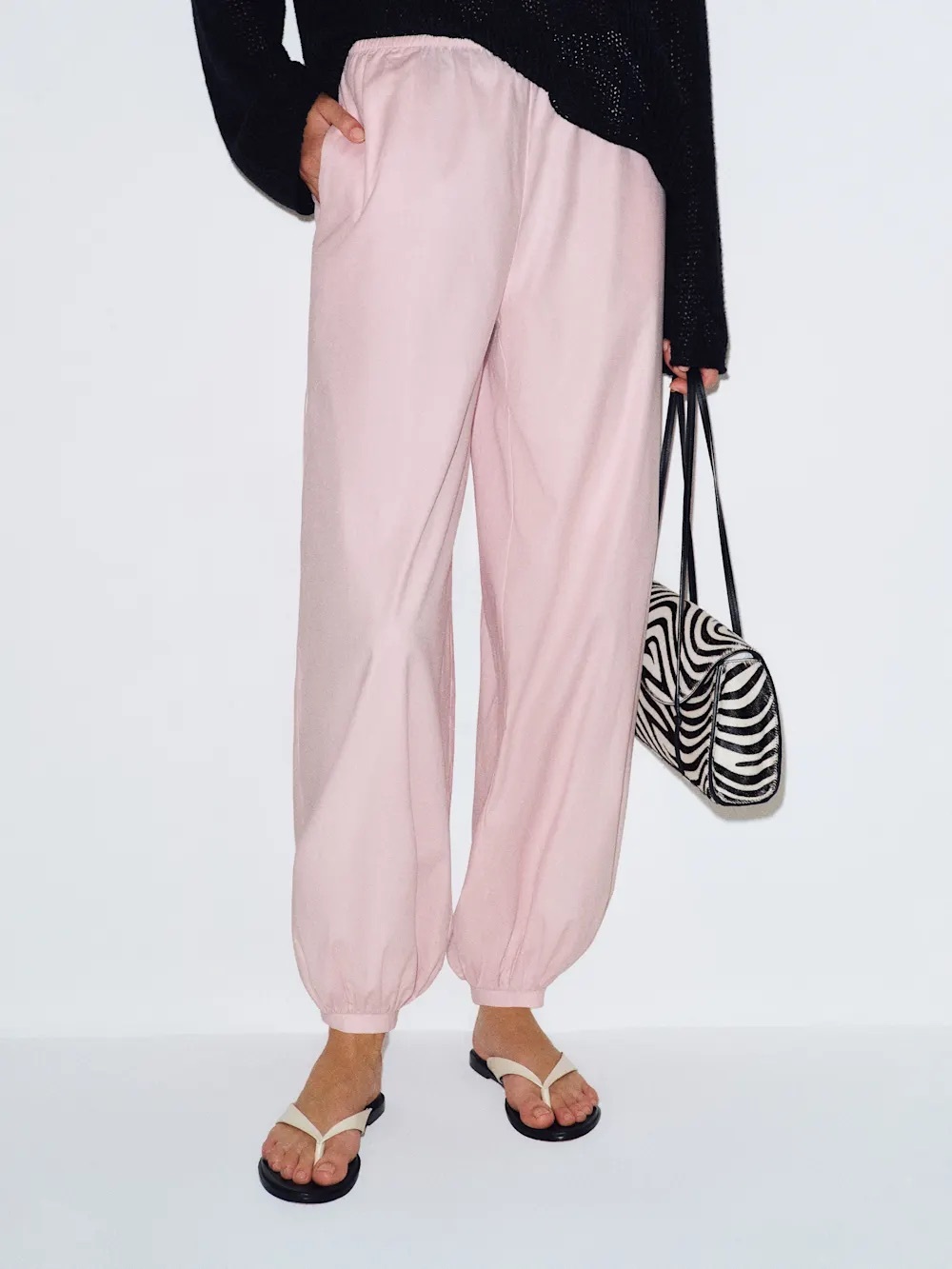 Reformation Pale Pink Wide-Leg Elastic-Waist Pants